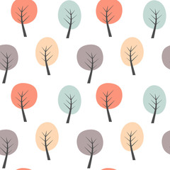 cute lovely colorful seamless vector pattern background illustration with abstract trees