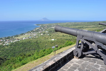 Fototapeta na wymiar Cannon in Brimstone Hill Fortress, St. Kitts