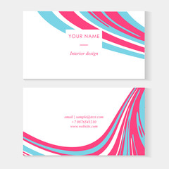 Set Abstract business cards tamplate with liquid lines. Marble effect. Vector illustration. Vector design concept. For stylist, makeup artist, photographer. Stylish elegant pink and blue business card