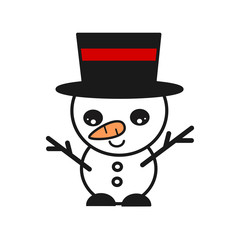 cute lovely cartoon vector snowman isolated on white background