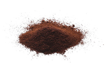 Instant coffee, pile of powdered isolated on white background