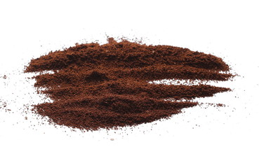 Instant coffee, pile of powdered isolated on white background