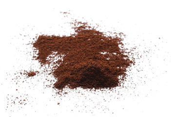 Instant coffee, pile of powdered isolated on white background