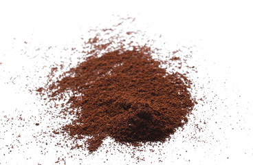 Instant coffee, pile of powdered isolated on white background