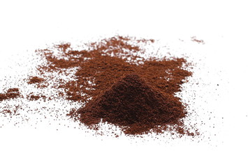 Instant coffee, pile of powdered isolated on white background