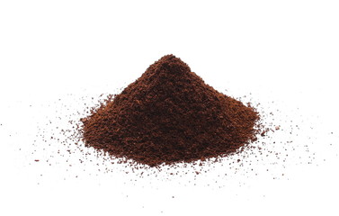 Instant coffee, pile of powdered isolated on white background
