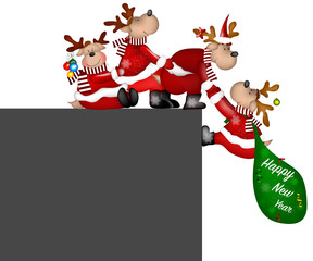 Merry christmas. Happy New Year. Deer isolated on white background.