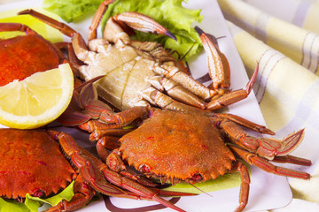 Christmas dinner, crabs with lemon