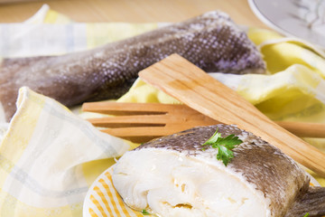 cod dish in green sauce with parsley