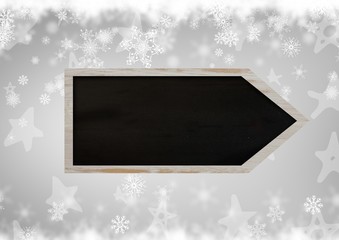 Blackboard arrow sign on Christmas theme background with