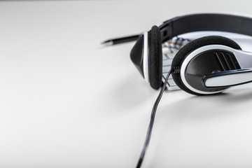 headset on keyboard computer laptop