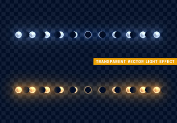 Solar and lunar eclipses full cycle. Sun and moon eclipses. - obrazy, fototapety, plakaty