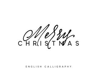 Text Merry Christmas. Xmas hand drawn calligraphy lettering.