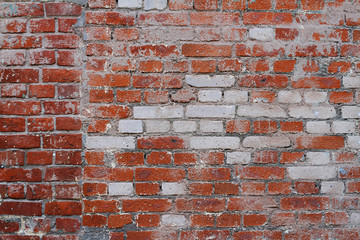 White-red brick wall as background, texture