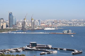 Part of the boulevard on the shore of the Caspian Sea in Baku.Coastal Park.Azerbaijan
