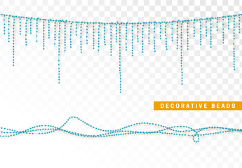 String beads realistic isolated. Decorative design element blue bead, © lauritta