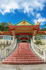 Obraz premium Main stair to Chineese Sangthom Temple of the Goddess of Mercy Shrine in Chaloklum, Ko Pha Ngan, Thailand