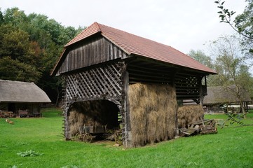 Fototapeta na wymiar Old wooden rural barn in Slovenia