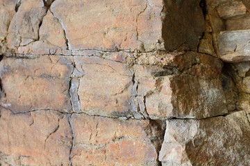 Granite background, plants in stone, abstract stone texture, environmental problems, tectonic plate fracture, earthquake consequences, cracks in granite rocks, granite pattern