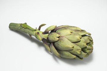 artichoke with shadow on white