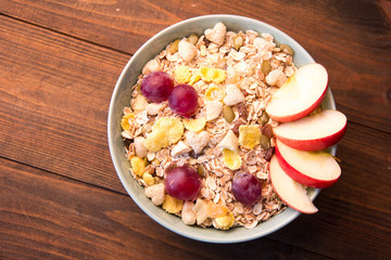 muesli fruit with dried apples, grapes, dates