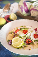 cabbage salad, red chili and lemon