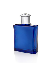 Generic blue color perfume bottle isolated on white background