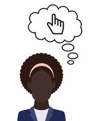 Person denkt an Mauszeiger