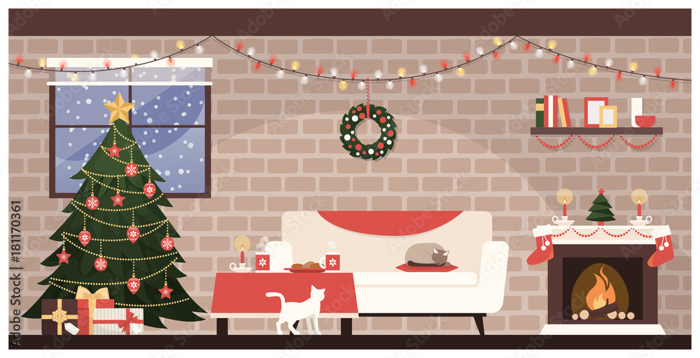 Wall mural Christmas home interior