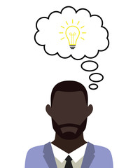 Mann überlegt - Glühlampe