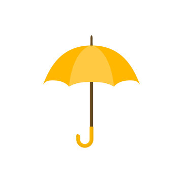 Yellow umbrella icon. Yellow umbrella isolated on white background. Umbrella in cartoon style