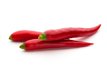 Red chilli pepper isolated on a white background.