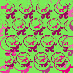 Light green and pink pattern, circles and waves, wrapping paper