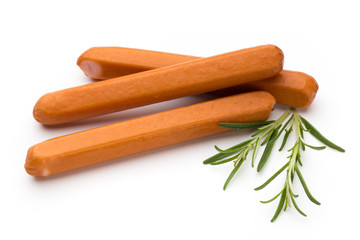 Fresh sausage isolated over white background.