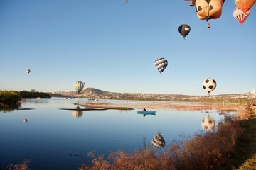 globos aerostáticos en el Festival Internacional de Globos, en la ciudad de León Guanajuato, México