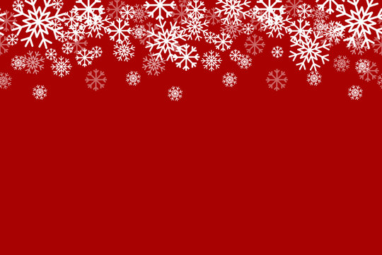 Red Snowflake Horizontal Repeating Vector Background 1