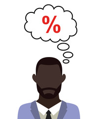 Mann überlegt - Prozentsymbol