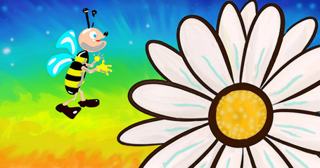 bee flower cartoon