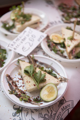 Raw sardines for aperitifs at fish market Catania Sicily