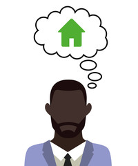 Mann überlegt - Hütte