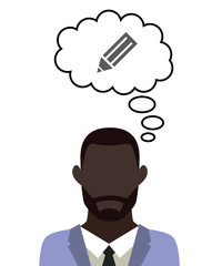 Mann überlegt - Stift