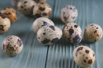 Fototapeta premium Quail eggs on a white background