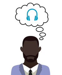 Mann überlegt - Headset