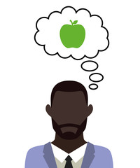 Mann überlegt - Apfel