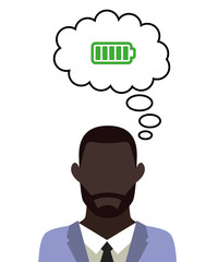 Mann überlegt - Batterie