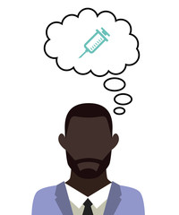 Mann überlegt - Spritze