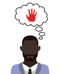 Mann überlegt - Handfläche