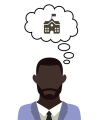 Mann überlegt - Rathaus