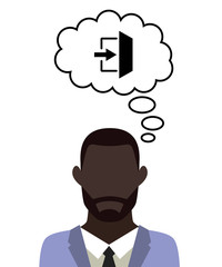 Mann überlegt - Notausgang