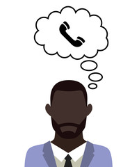 Mann überlegt - Telefon